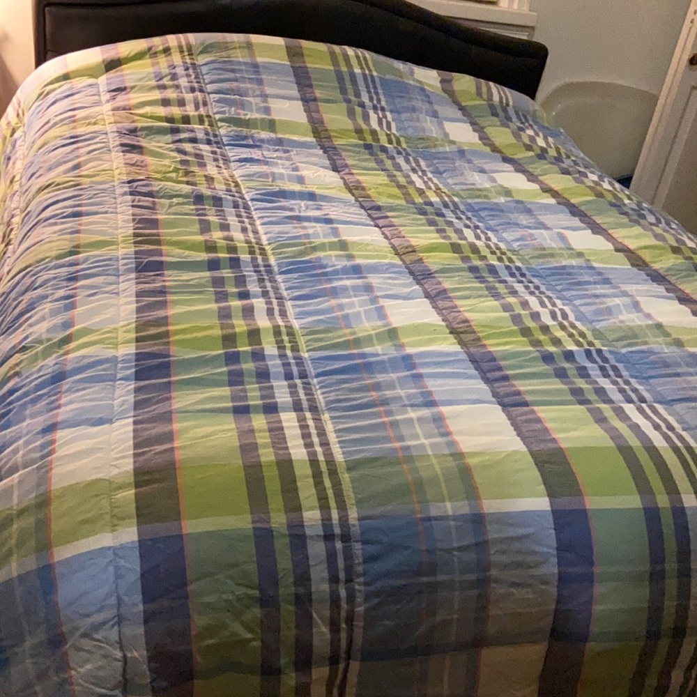 Nautica Twin Size Plaid Comforter Blue & Green